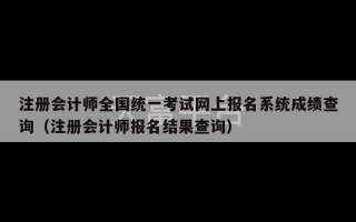 注册会计师全国统一考试网上报名系统成绩查询（注册会计师报名结果查询）