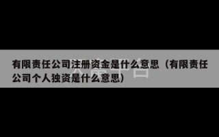 有限责任公司注册资金是什么意思（有限责任公司个人独资是什么意思）