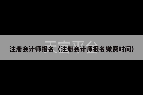 注册会计师报名（注册会计师报名缴费时间）-第1张图片-天富注册【会员登录平台】天富服装