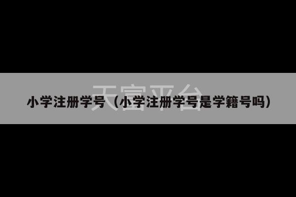 小学注册学号（小学注册学号是学籍号吗）-第1张图片-天富注册【会员登录平台】天富服装