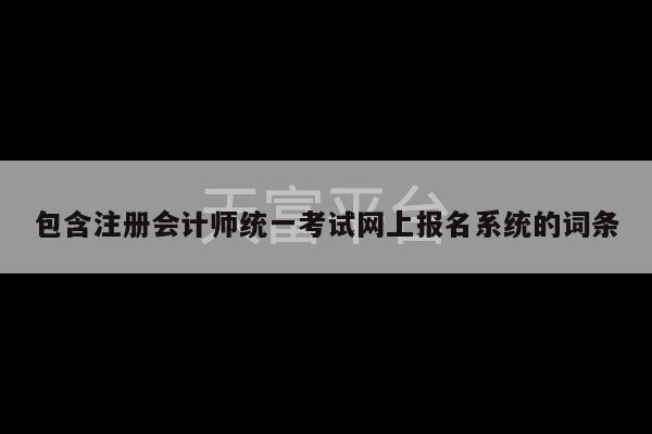 包含注册会计师统一考试网上报名系统的词条-第1张图片-天富注册【会员登录平台】天富服装