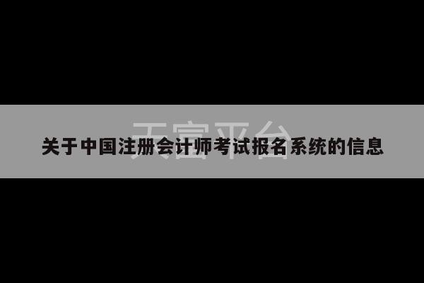 关于中国注册会计师考试报名系统的信息-第1张图片-天富注册【会员登录平台】天富服装