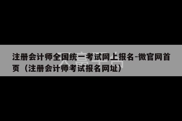 注册会计师全国统一考试网上报名-微官网首页（注册会计师考试报名网址）-第1张图片-天富注册【会员登录平台】天富服装