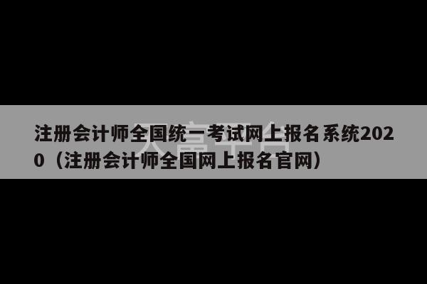 注册会计师全国统一考试网上报名系统2020（注册会计师全国网上报名官网）-第1张图片-天富注册【会员登录平台】天富服装