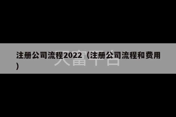 注册公司流程2022（注册公司流程和费用）-第1张图片-天富注册【会员登录平台】天富服装