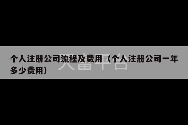 个人注册公司流程及费用（个人注册公司一年多少费用）-第1张图片-天富注册【会员登录平台】天富服装