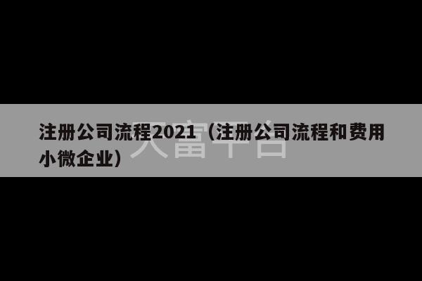 注册公司流程2021（注册公司流程和费用小微企业）-第1张图片-天富注册【会员登录平台】天富服装