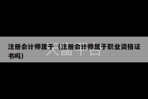 注册会计师属于（注册会计师属于职业资格证书吗）-第1张图片-天富注册【会员登录平台】天富服装