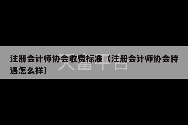 注册会计师协会收费标准（注册会计师协会待遇怎么样）-第1张图片-天富注册【会员登录平台】天富服装