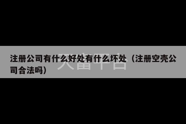 注册公司有什么好处有什么坏处（注册空壳公司合法吗）-第1张图片-天富注册【会员登录平台】天富服装