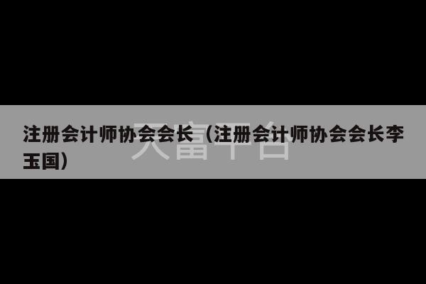 注册会计师协会会长（注册会计师协会会长李玉国）-第1张图片-天富注册【会员登录平台】天富服装