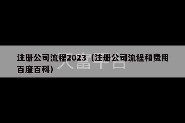 注册公司流程2023（注册公司流程和费用百度百科）-第1张图片-天富注册【会员登录平台】天富服装