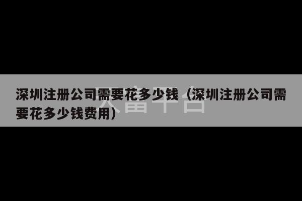 深圳注册公司需要花多少钱（深圳注册公司需要花多少钱费用）-第1张图片-天富注册【会员登录平台】天富服装