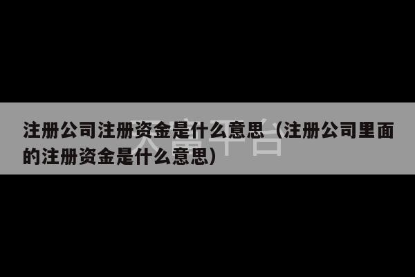 注册公司注册资金是什么意思（注册公司里面的注册资金是什么意思）-第1张图片-天富注册【会员登录平台】天富服装