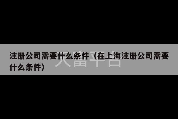 注册公司需要什么条件（在上海注册公司需要什么条件）-第1张图片-天富注册【会员登录平台】天富服装