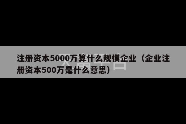 注册资本5000万算什么规模企业（企业注册资本500万是什么意思）-第1张图片-天富注册【会员登录平台】天富服装