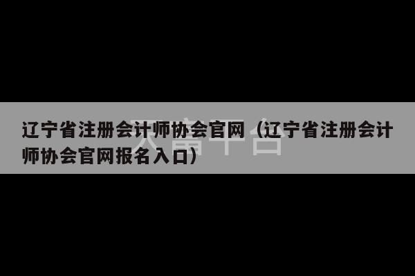 辽宁省注册会计师协会官网（辽宁省注册会计师协会官网报名入口）-第1张图片-天富注册【会员登录平台】天富服装