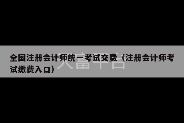 全国注册会计师统一考试交费（注册会计师考试缴费入口）-第1张图片-天富注册【会员登录平台】天富服装