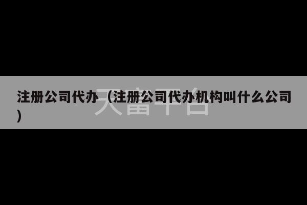 注册公司代办（注册公司代办机构叫什么公司）-第1张图片-天富注册【会员登录平台】天富服装