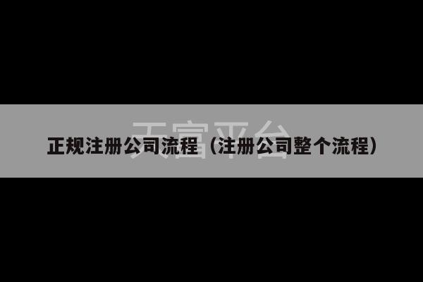 正规注册公司流程（注册公司整个流程）-第1张图片-天富注册【会员登录平台】天富服装