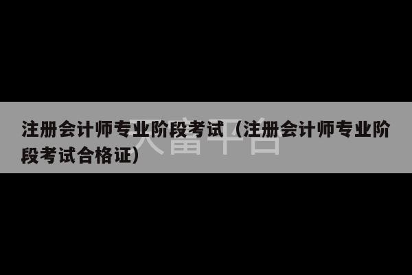 注册会计师专业阶段考试（注册会计师专业阶段考试合格证）-第1张图片-天富注册【会员登录平台】天富服装