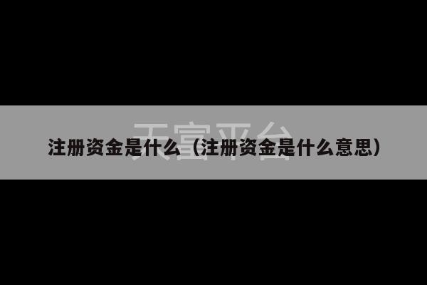 注册资金是什么（注册资金是什么意思）-第1张图片-天富注册【会员登录平台】天富服装