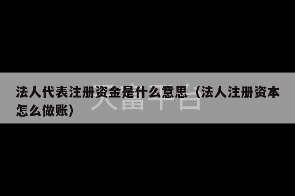 法人代表注册资金是什么意思（法人注册资本怎么做账）-第1张图片-天富注册【会员登录平台】天富服装