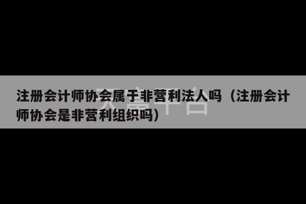 注册会计师协会属于非营利法人吗（注册会计师协会是非营利组织吗）-第1张图片-天富注册【会员登录平台】天富服装