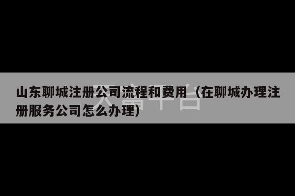 山东聊城注册公司流程和费用（在聊城办理注册服务公司怎么办理）-第1张图片-天富注册【会员登录平台】天富服装