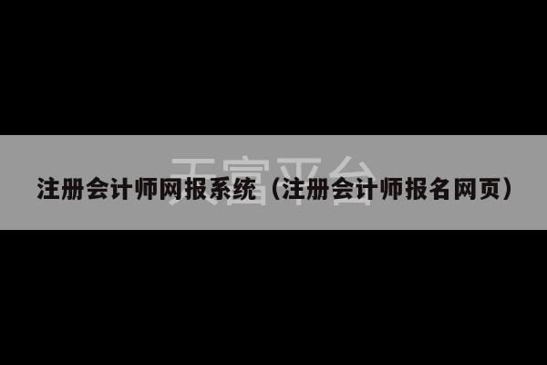 注册会计师网报系统（注册会计师报名网页）-第1张图片-天富注册【会员登录平台】天富服装