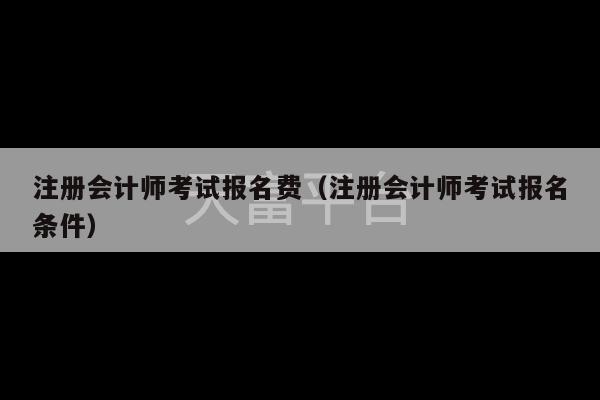 注册会计师考试报名费（注册会计师考试报名条件）-第1张图片-天富注册【会员登录平台】天富服装