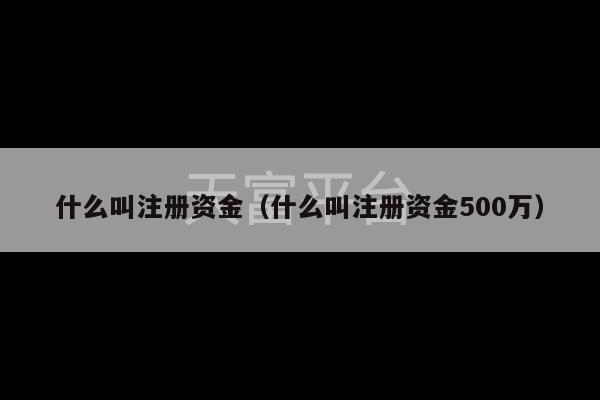 什么叫注册资金（什么叫注册资金500万）-第1张图片-天富注册【会员登录平台】天富服装