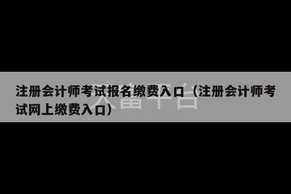 注册会计师考试报名缴费入口（注册会计师考试网上缴费入口）-第1张图片-天富注册【会员登录平台】天富服装