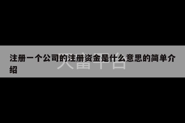 注册一个公司的注册资金是什么意思的简单介绍-第1张图片-天富注册【会员登录平台】天富服装