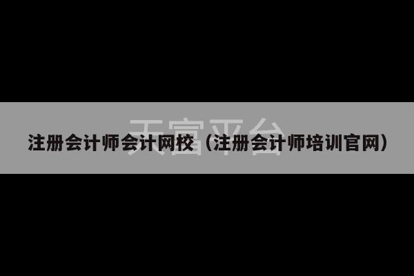 注册会计师会计网校（注册会计师培训官网）-第1张图片-天富注册【会员登录平台】天富服装