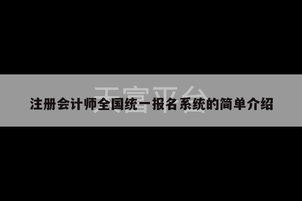 注册会计师全国统一报名系统的简单介绍-第1张图片-天富注册【会员登录平台】天富服装