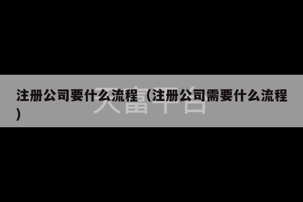 注册公司要什么流程（注册公司需要什么流程）-第1张图片-天富注册【会员登录平台】天富服装