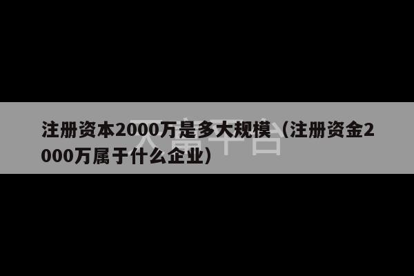 注册资本2000万是多大规模（注册资金2000万属于什么企业）-第1张图片-天富注册【会员登录平台】天富服装