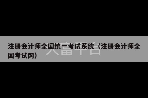 注册会计师全国统一考试系统（注册会计师全国考试网）-第1张图片-天富注册【会员登录平台】天富服装