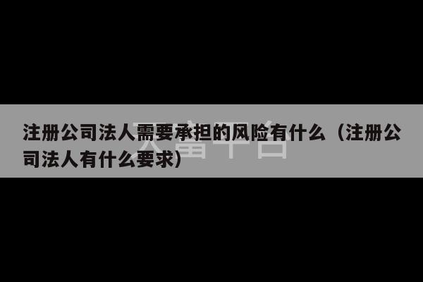 注册公司法人需要承担的风险有什么（注册公司法人有什么要求）-第1张图片-天富注册【会员登录平台】天富服装