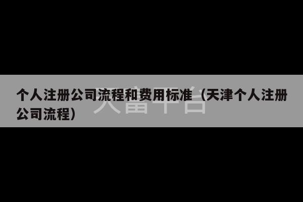 个人注册公司流程和费用标准（天津个人注册公司流程）-第1张图片-天富注册【会员登录平台】天富服装