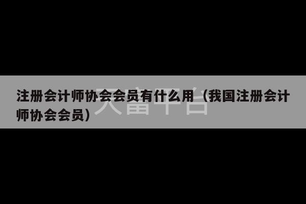 注册会计师协会会员有什么用（我国注册会计师协会会员）-第1张图片-天富注册【会员登录平台】天富服装