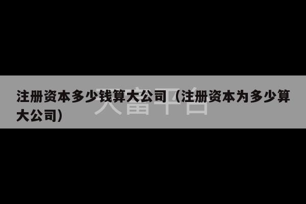 注册资本多少钱算大公司（注册资本为多少算大公司）-第1张图片-天富注册【会员登录平台】天富服装