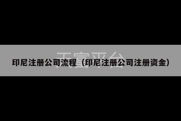 印尼注册公司流程（印尼注册公司注册资金）-第1张图片-天富注册【会员登录平台】天富服装