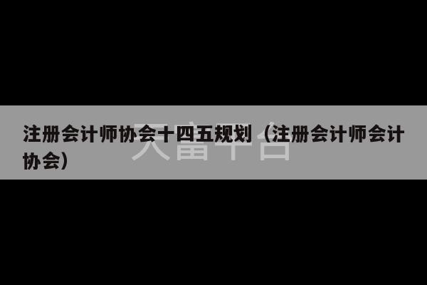 注册会计师协会十四五规划（注册会计师会计协会）-第1张图片-天富注册【会员登录平台】天富服装