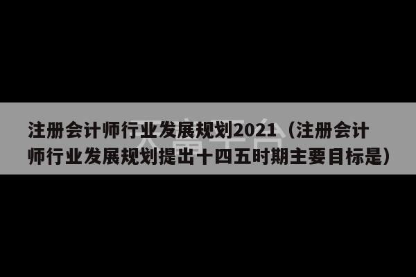 注册会计师行业发展规划2021（注册会计师行业发展规划提出十四五时期主要目标是）-第1张图片-天富注册【会员登录平台】天富服装