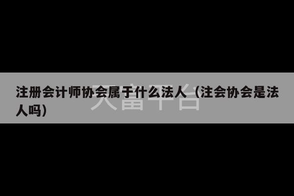 注册会计师协会属于什么法人（注会协会是法人吗）-第1张图片-天富注册【会员登录平台】天富服装