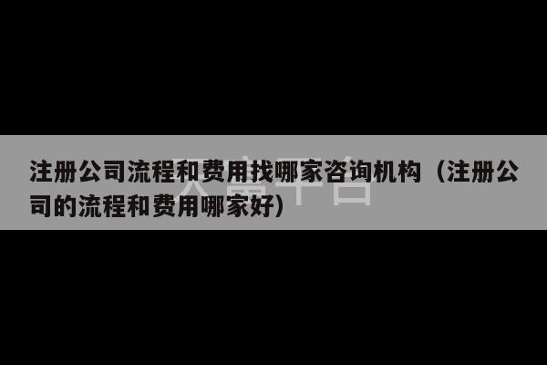 注册公司流程和费用找哪家咨询机构（注册公司的流程和费用哪家好）-第1张图片-天富注册【会员登录平台】天富服装