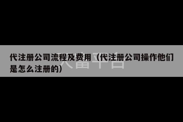 代注册公司流程及费用（代注册公司操作他们是怎么注册的）-第1张图片-天富注册【会员登录平台】天富服装