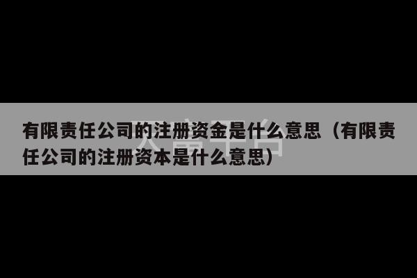 有限责任公司的注册资金是什么意思（有限责任公司的注册资本是什么意思）-第1张图片-天富注册【会员登录平台】天富服装